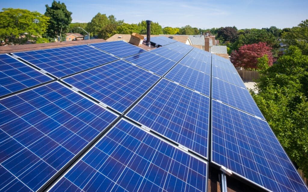Industrial rooftop solar panels example