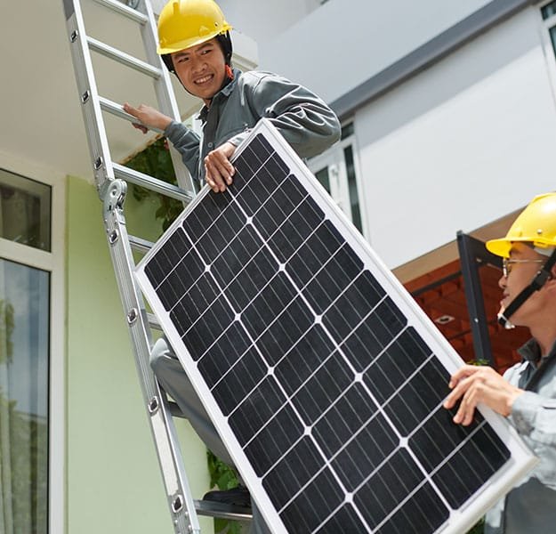 Rooftop solar panels on a residential home